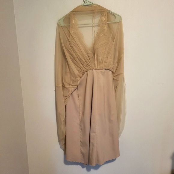 Anthropologie x BHLDN Hitherto Sleeveless Lace FLEUR Midi Dress Sandstone Sz 4 - Picture 11 of 13